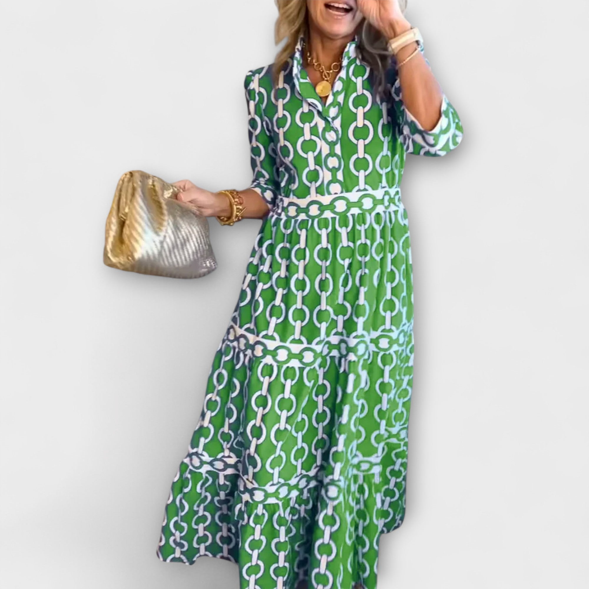 Sophia | Vestito con Motivo a Catena per uno Stile Raffinato
