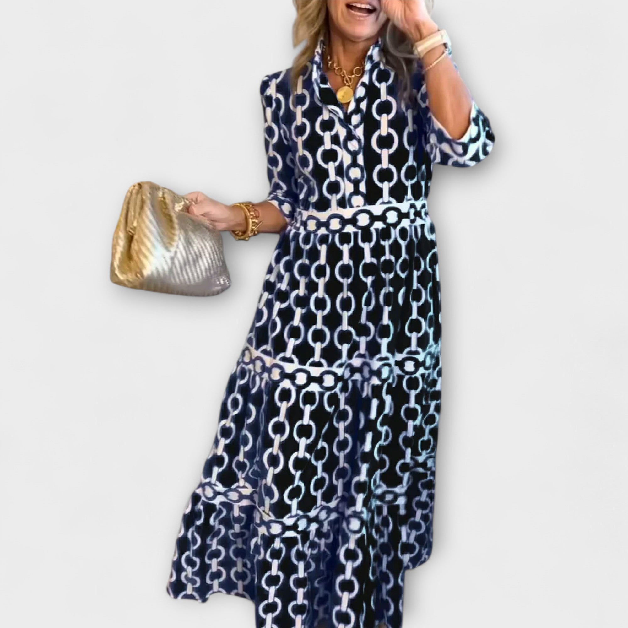 Sophia | Vestito con Motivo a Catena per uno Stile Raffinato