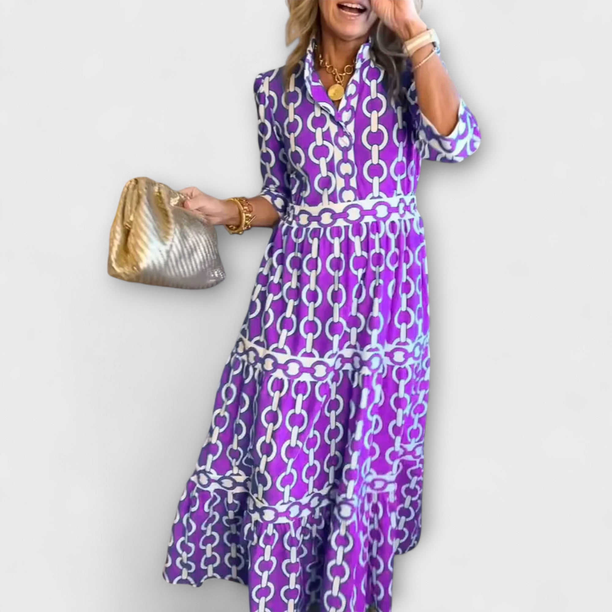 Sophia | Vestito con Motivo a Catena per uno Stile Raffinato
