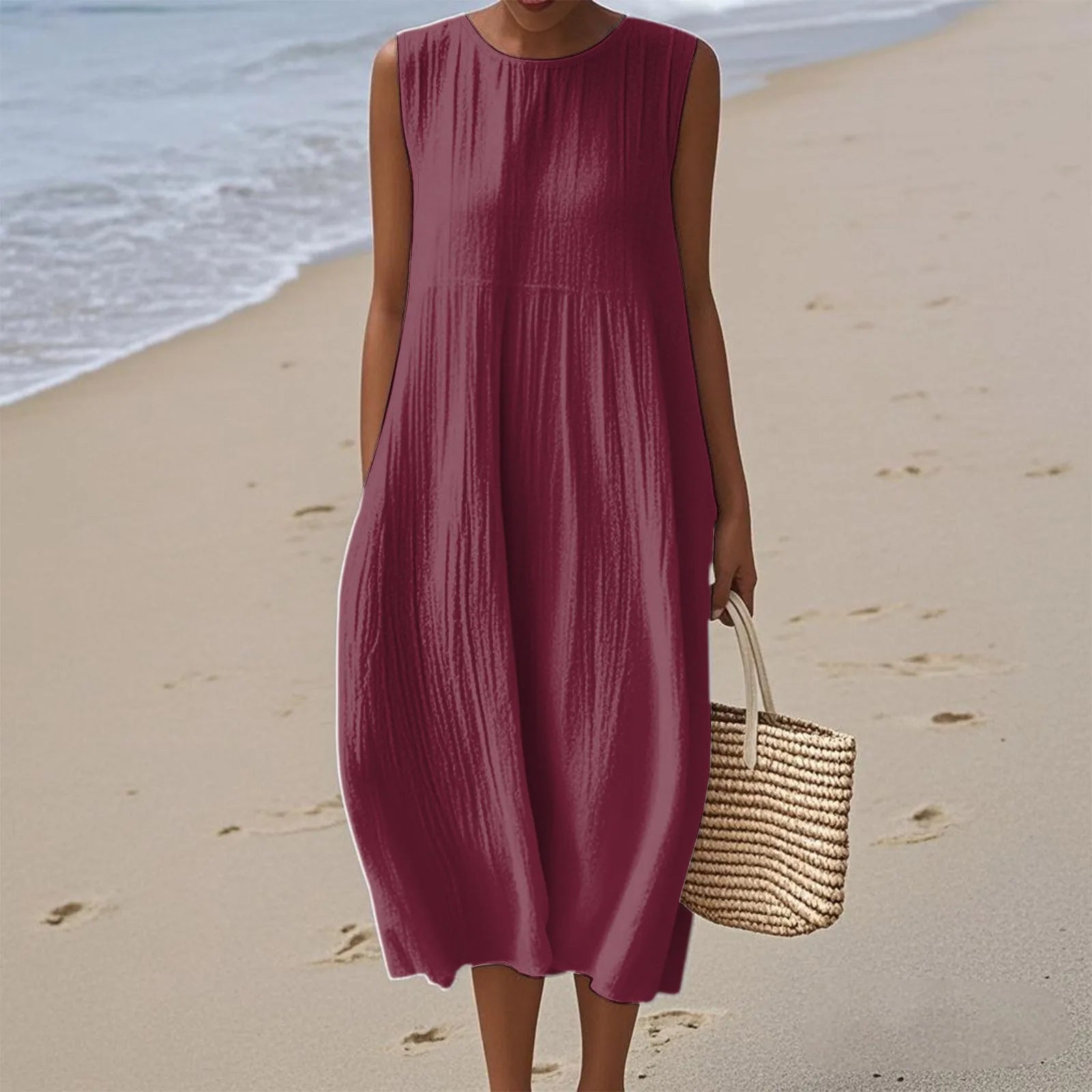 Sienna | Abito Midi Senza Maniche per uno Stile Estivo Senza Sforzo