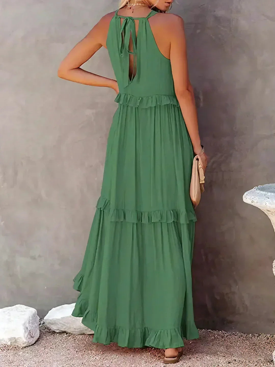 Emilia™ - Abito Maxi con Scollo Halter e Volant
