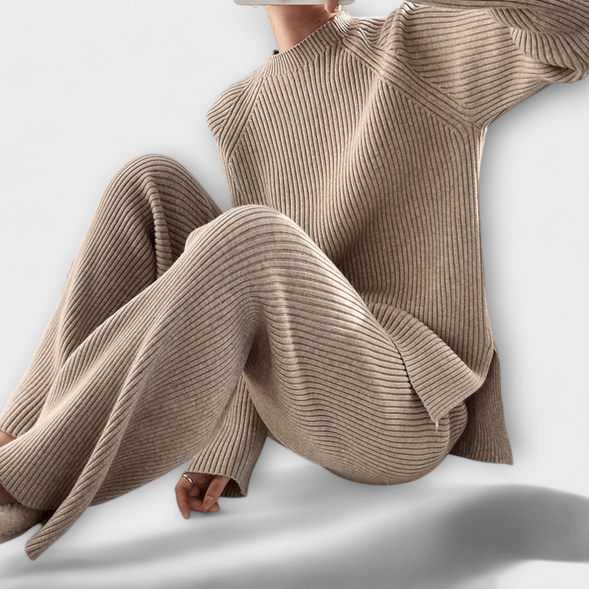Albertina - Set Cosy in Maglia a Coste di 2 Pezzi