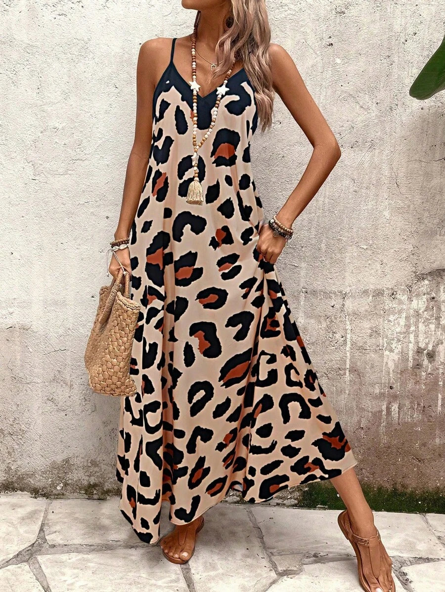 Elena | Abito Estivo con Spalline Sottili, Schiena Scoperta e Stampa Grafica