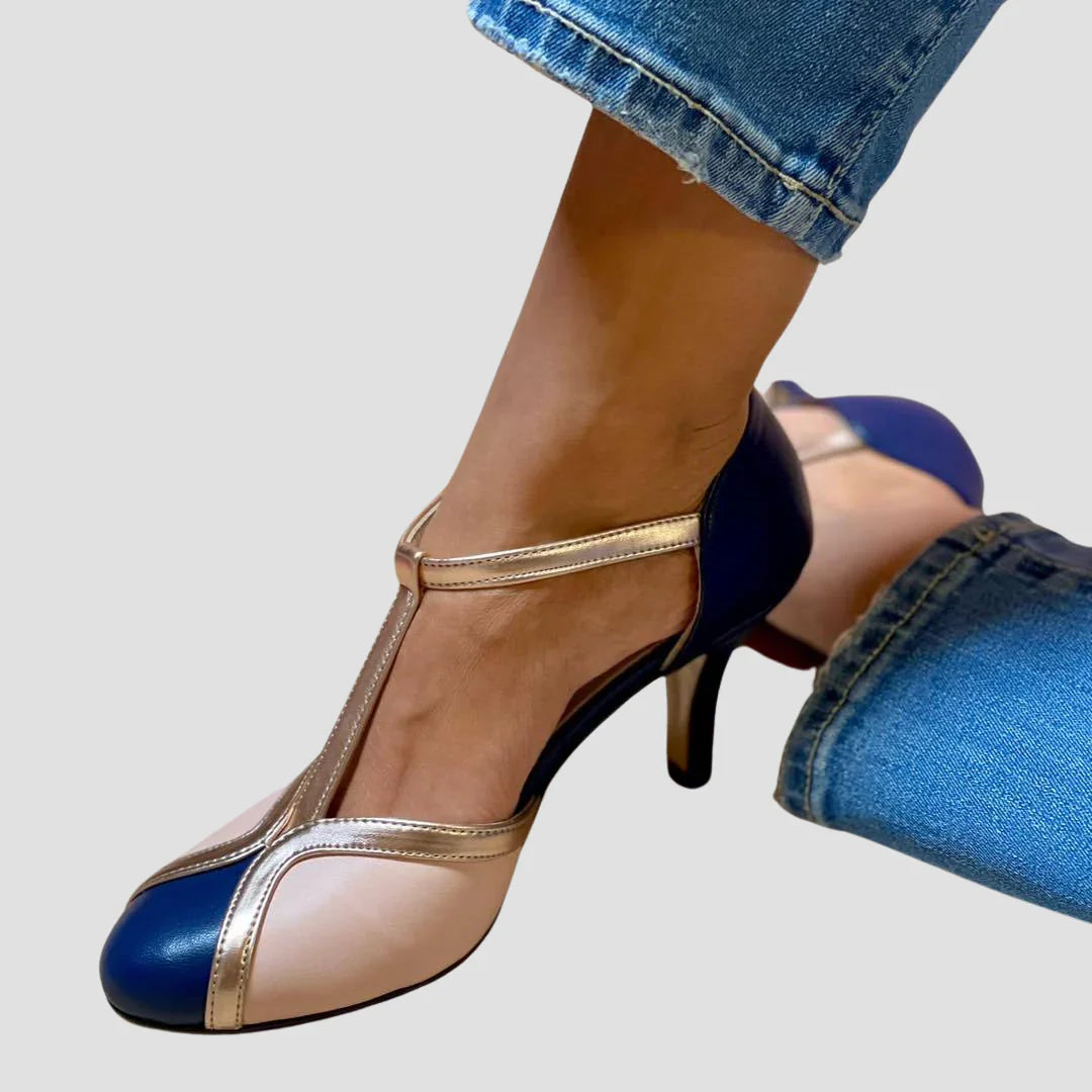 Fina | Sandali con Tacco Bicolore e Tocco Glamour