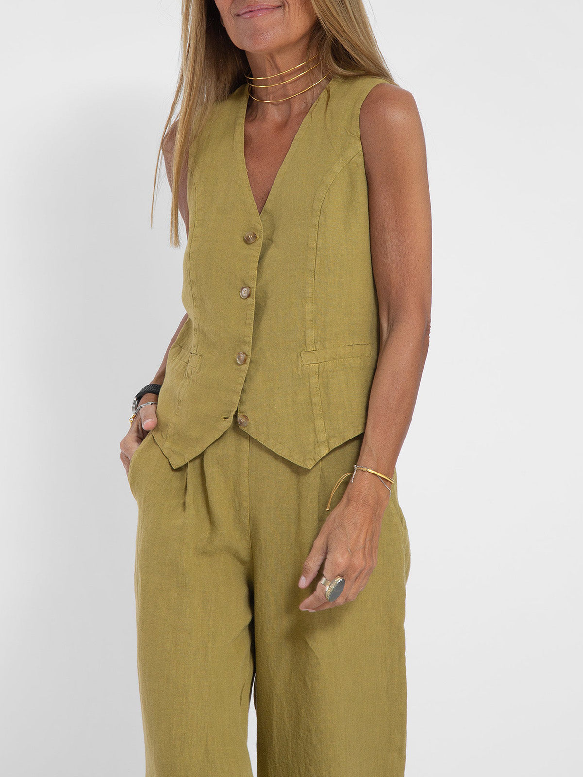 Aira™ - Set di Gilet Bottonato e Pantaloni a Gamba Larga