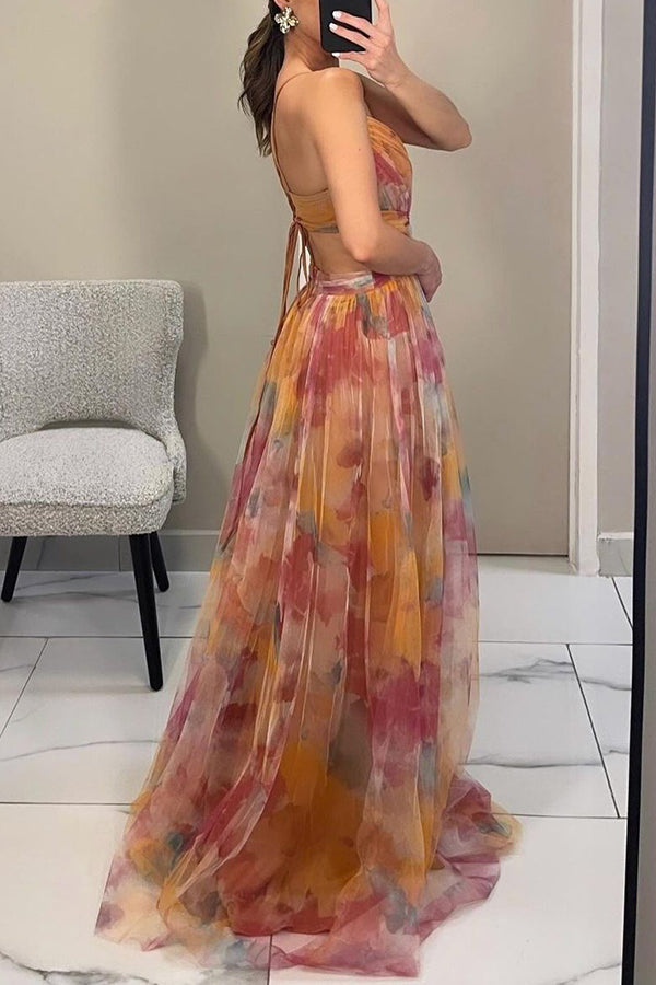 Vaëlia – Abito maxi con stampa floreale