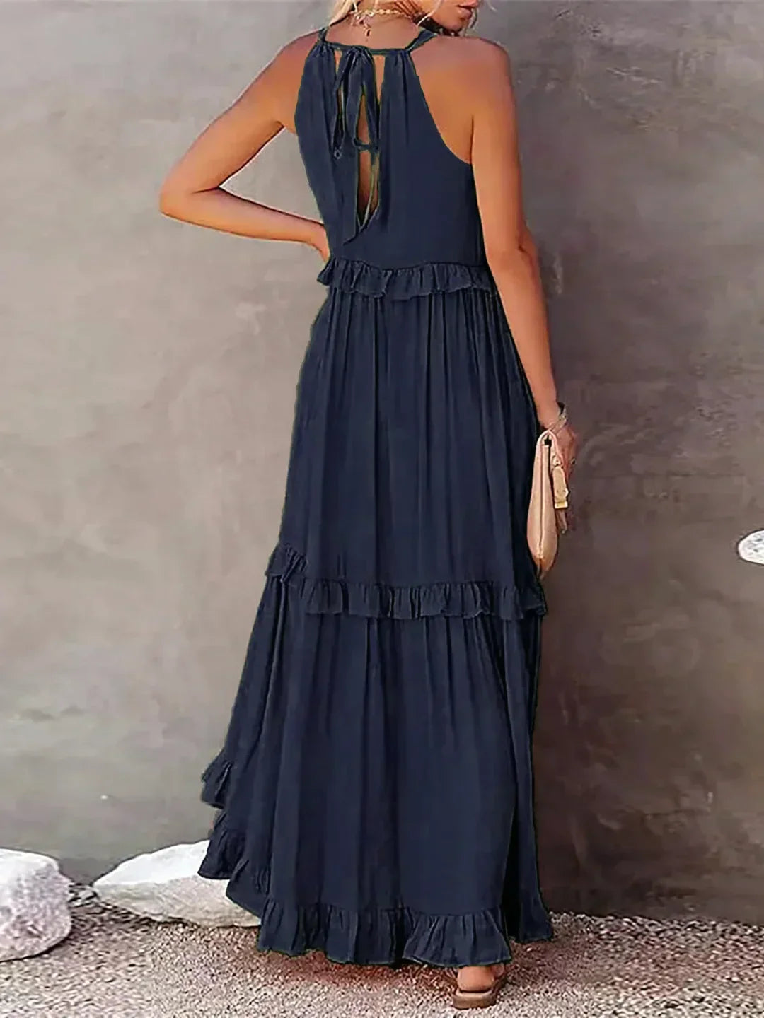 Emilia™ - Abito Maxi con Scollo Halter e Volant