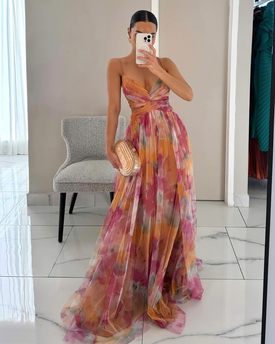 Vaëlia – Abito maxi con stampa floreale