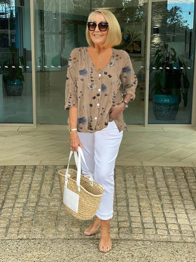 Joanne | Tunica con Bottoni Stampata