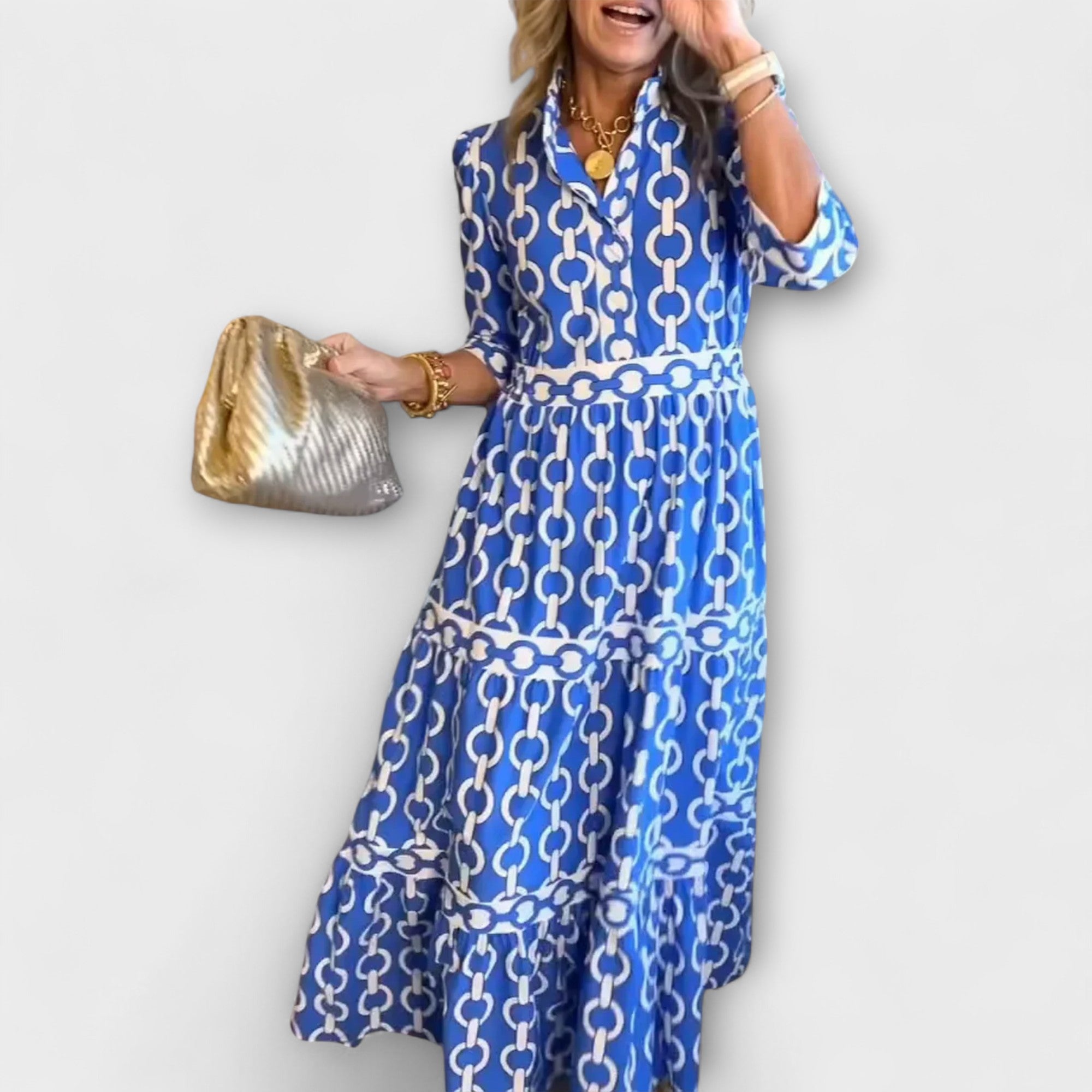 Sophia | Vestito con Motivo a Catena per uno Stile Raffinato