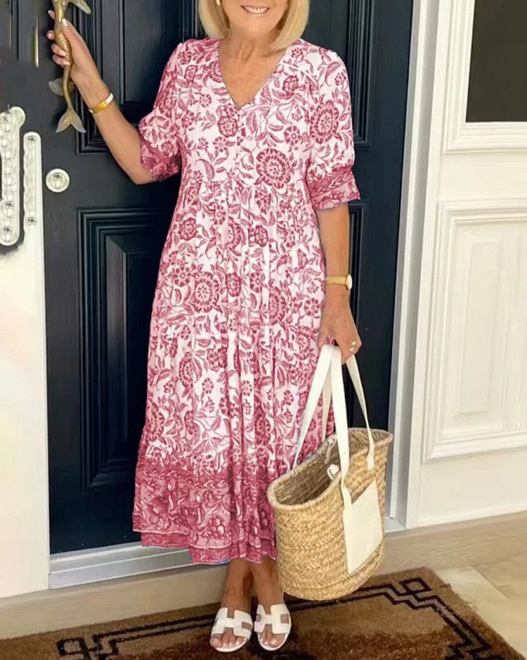 Keisha | Abito Floreale con Scollatura a V Elegante
