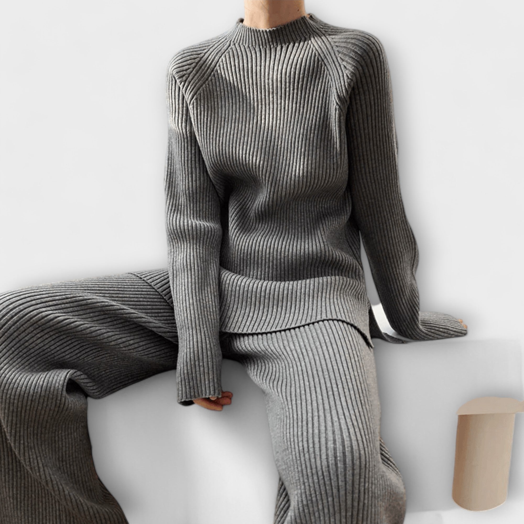 Albertina - Set Cosy in Maglia a Coste di 2 Pezzi