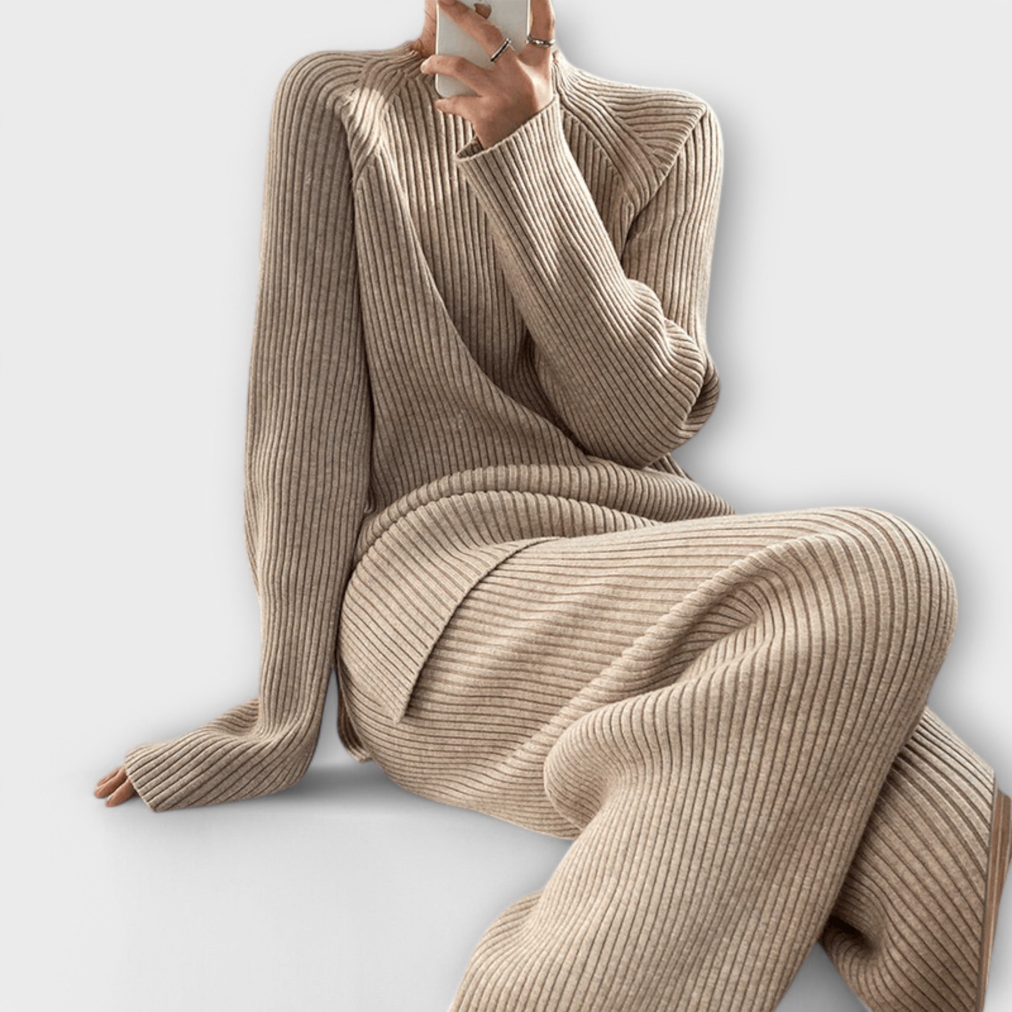 Albertina - Set Cosy in Maglia a Coste di 2 Pezzi