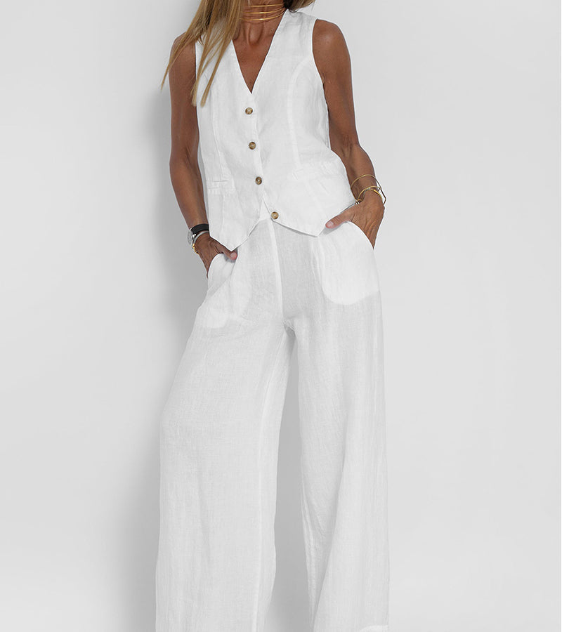 Aira™ - Set di Gilet Bottonato e Pantaloni a Gamba Larga
