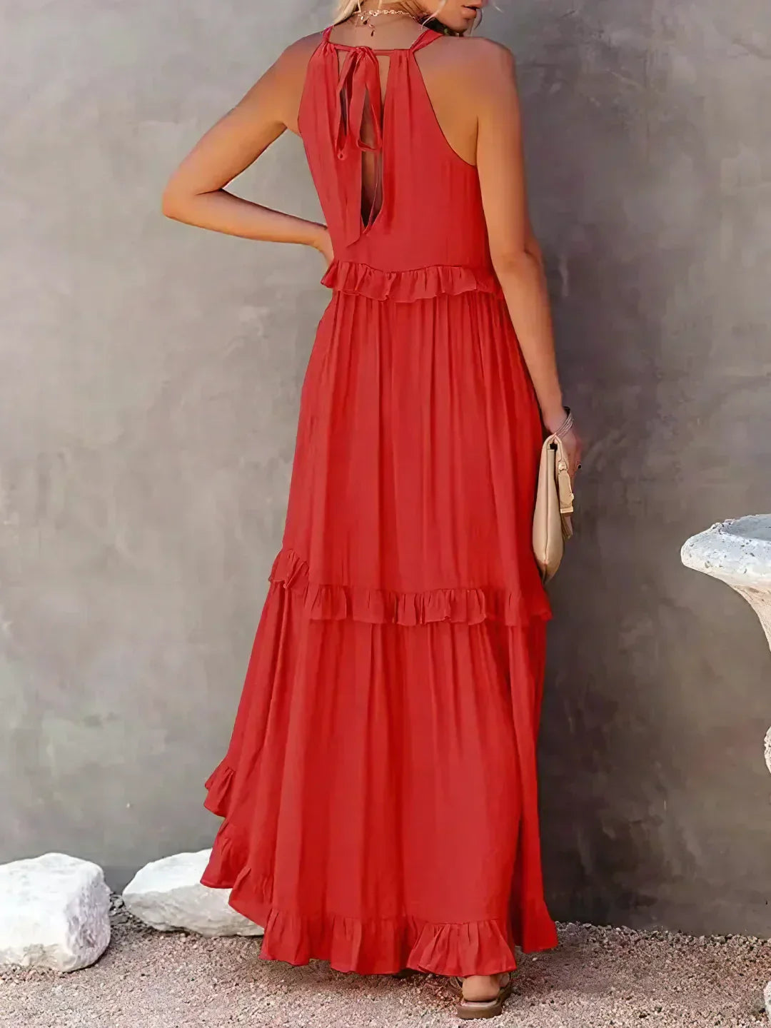 Emilia™ - Abito Maxi con Scollo Halter e Volant