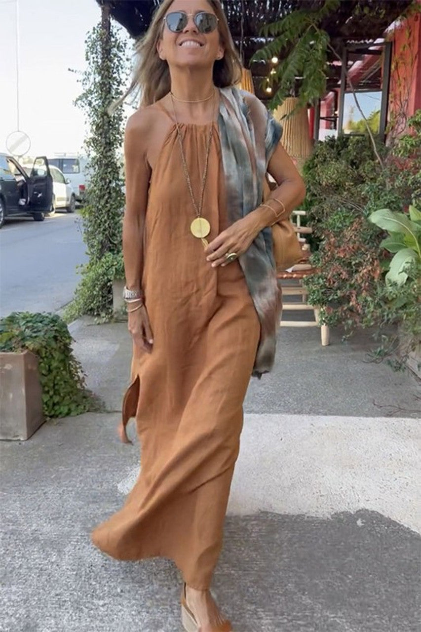 Livia | Abito Halter Maxi per Vacanze e Giornate al Sole