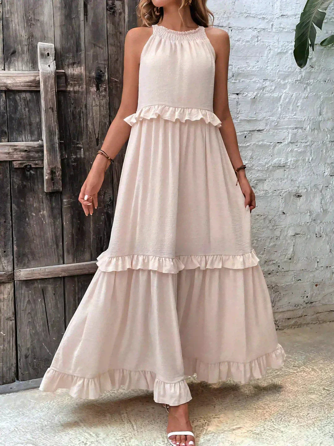 Emilia™ - Abito Maxi con Scollo Halter e Volant