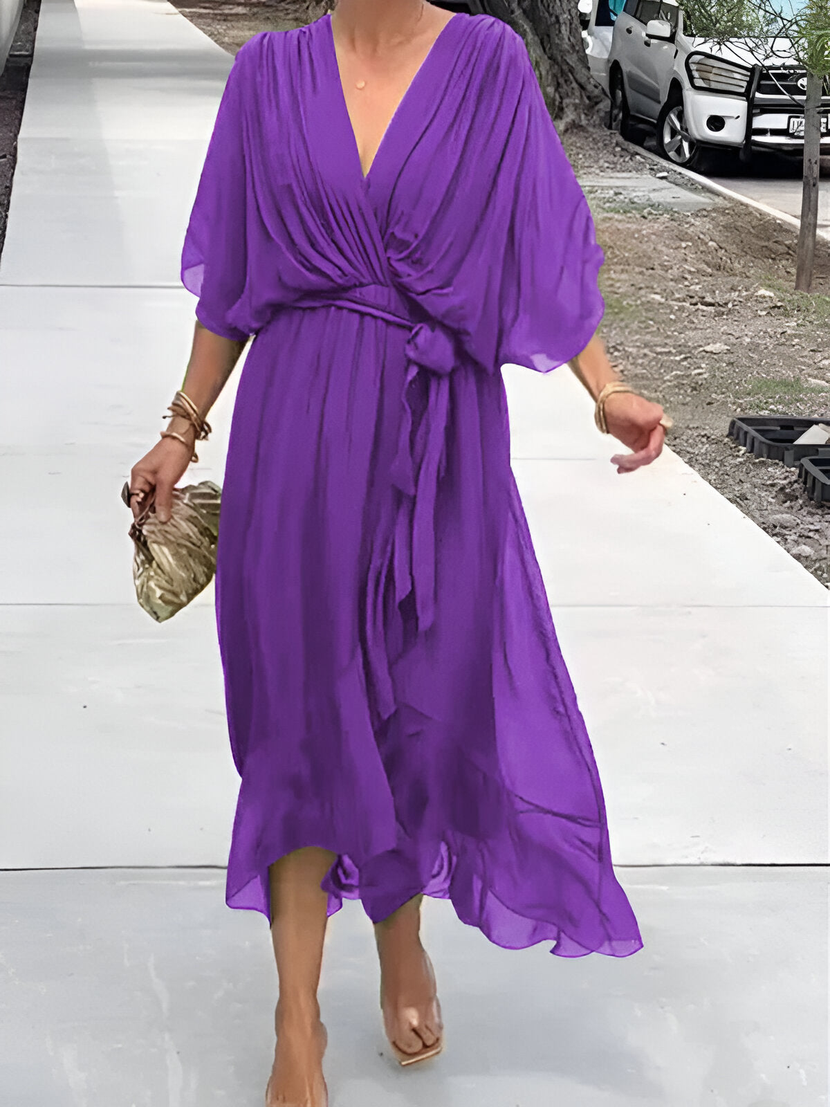 Monica | Abito con Scollo a V per un’Eleganza Senza Tempo